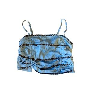 Celandine Anthropologie Cotton Ruched Ric Rac Crop Top Adjustable Straps XS/S